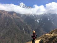 Rosemary Jeffrey hiking in the Himalayas
