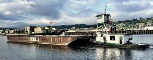 Wilsonville Concrete Products, Inc. barge on the river